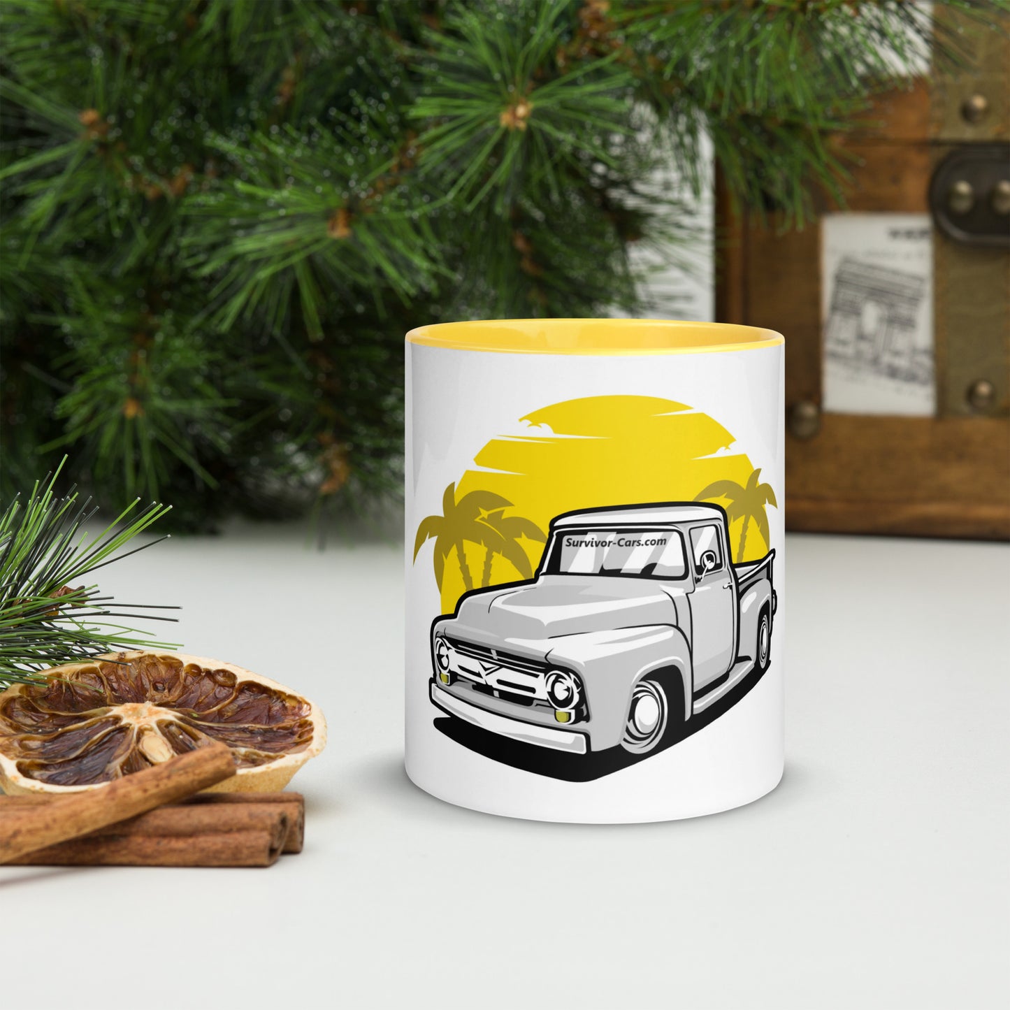 Classic Pickup Truck Mug with Color Inside