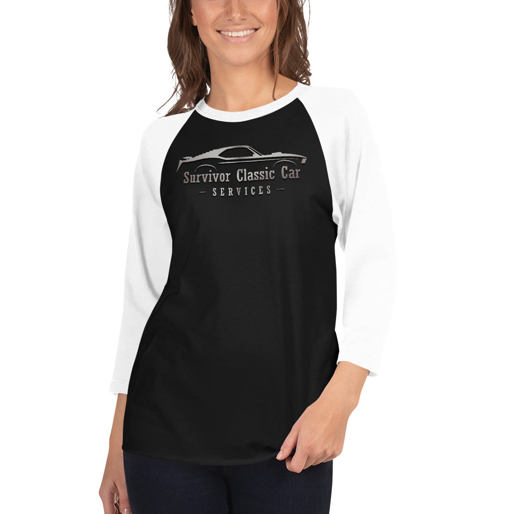 Survivor Classic Cars logo 3/4 sleeve raglan shirt